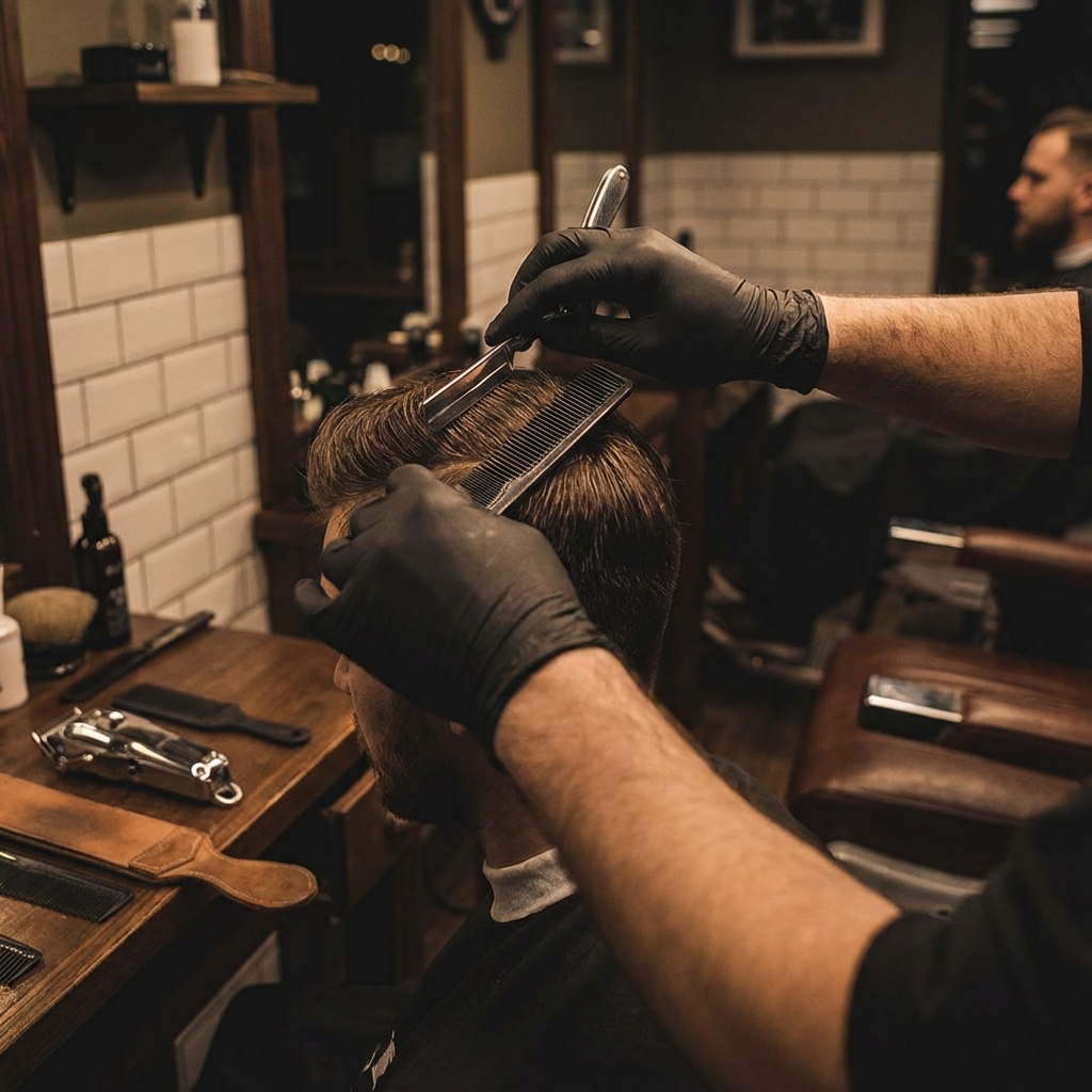 Barbeiro trabalhando